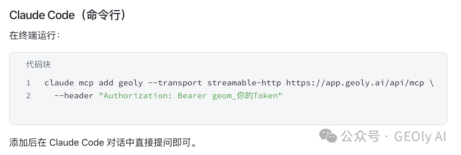 GEOly MCP 配置入口截图 3