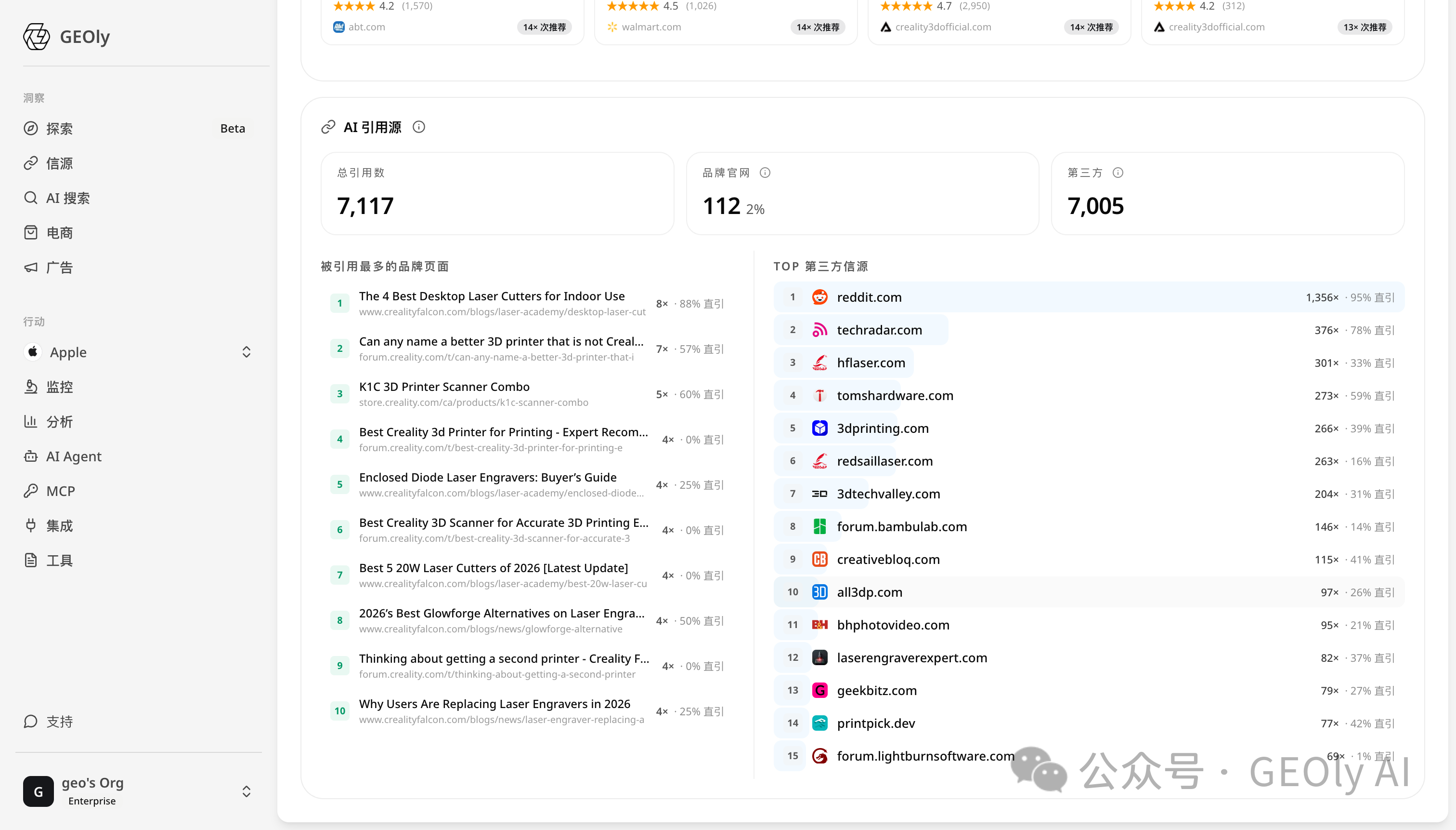 Creality AI 引用源总览截图