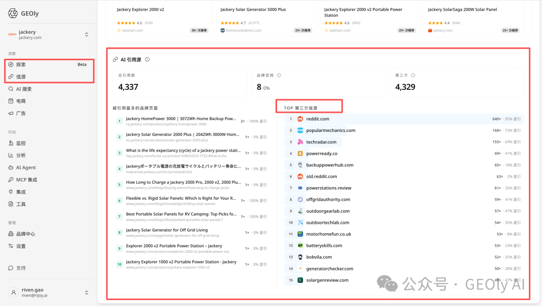 Jackery AI 信源洞察总览图
