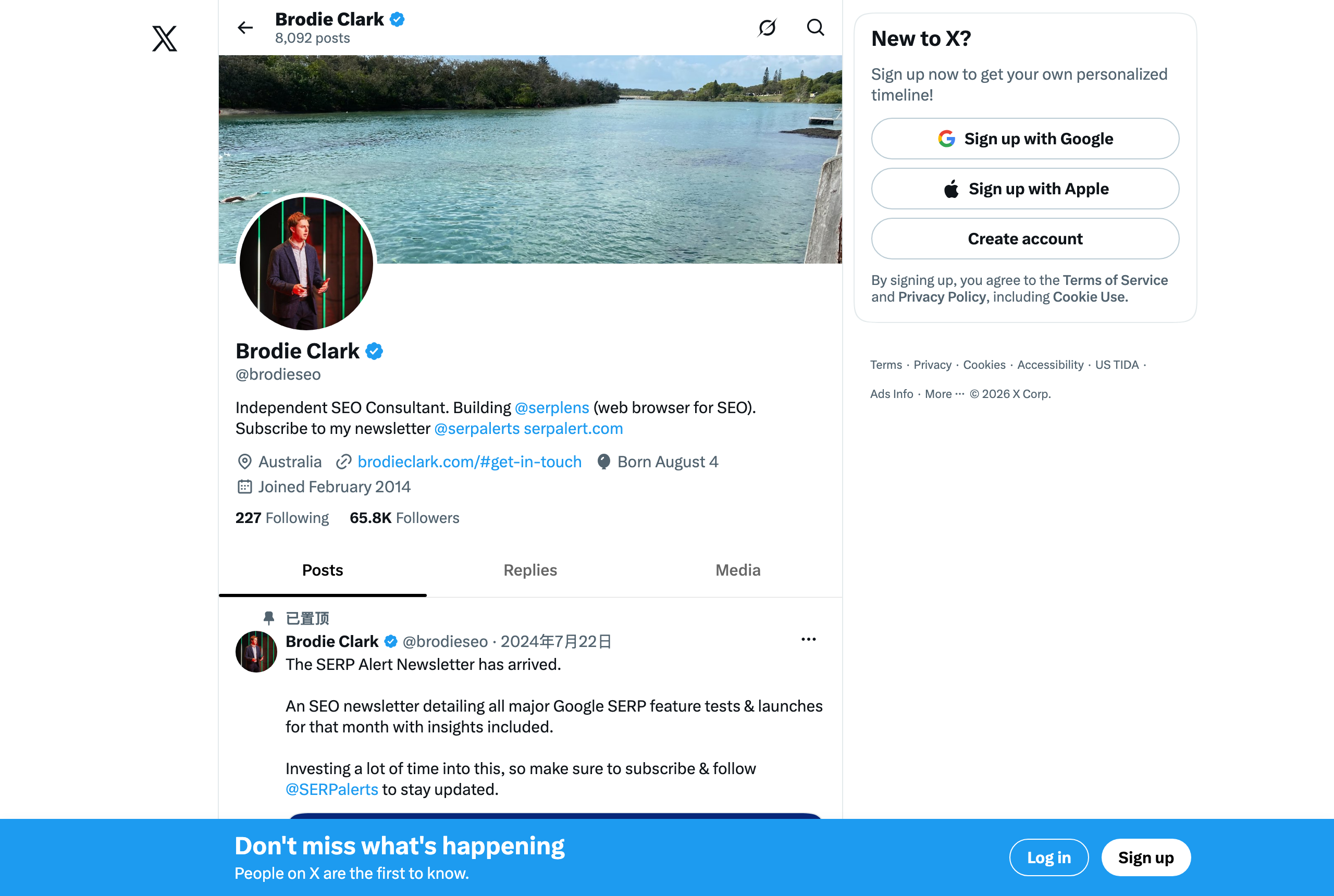 Brodie Clark's X profile @brodieseo — GEO/AEO expert followed in GEOly's Expert Watch — source: x.com