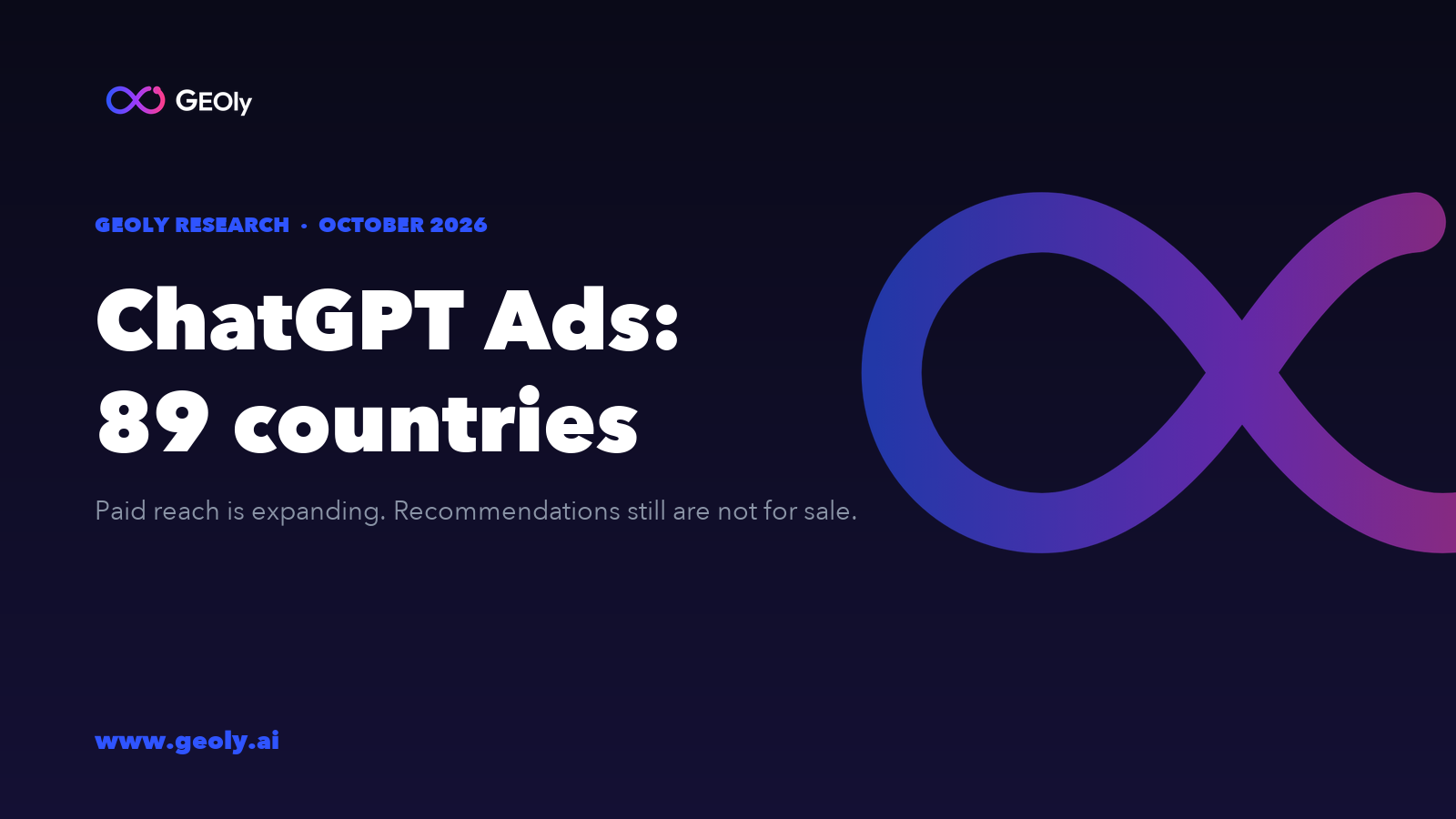 ChatGPT Ads reaches 89 countries — GEOly Research, October 2026 ChatGPT Ads reaches 89 countries — GEOly Research, October 2026