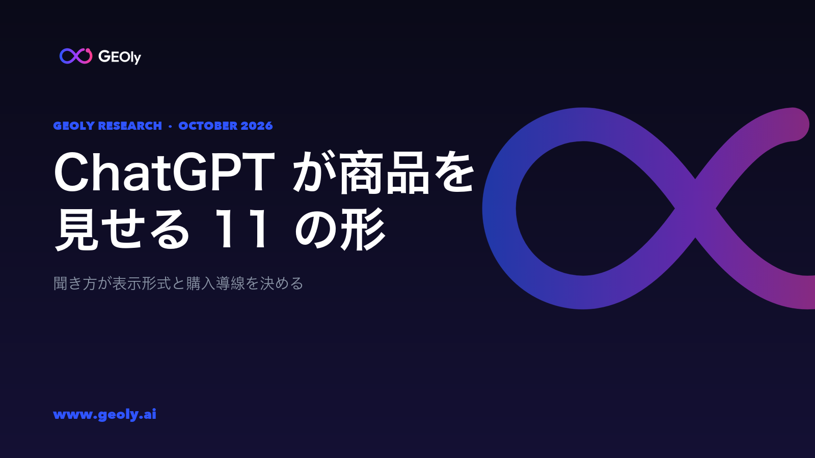 ChatGPT が商品を見せる 11 の形 —— GEOly 研究、2026 年 10 月 ChatGPT が商品を見せる 11 の形 —— GEOly 研究、2026 年 10 月