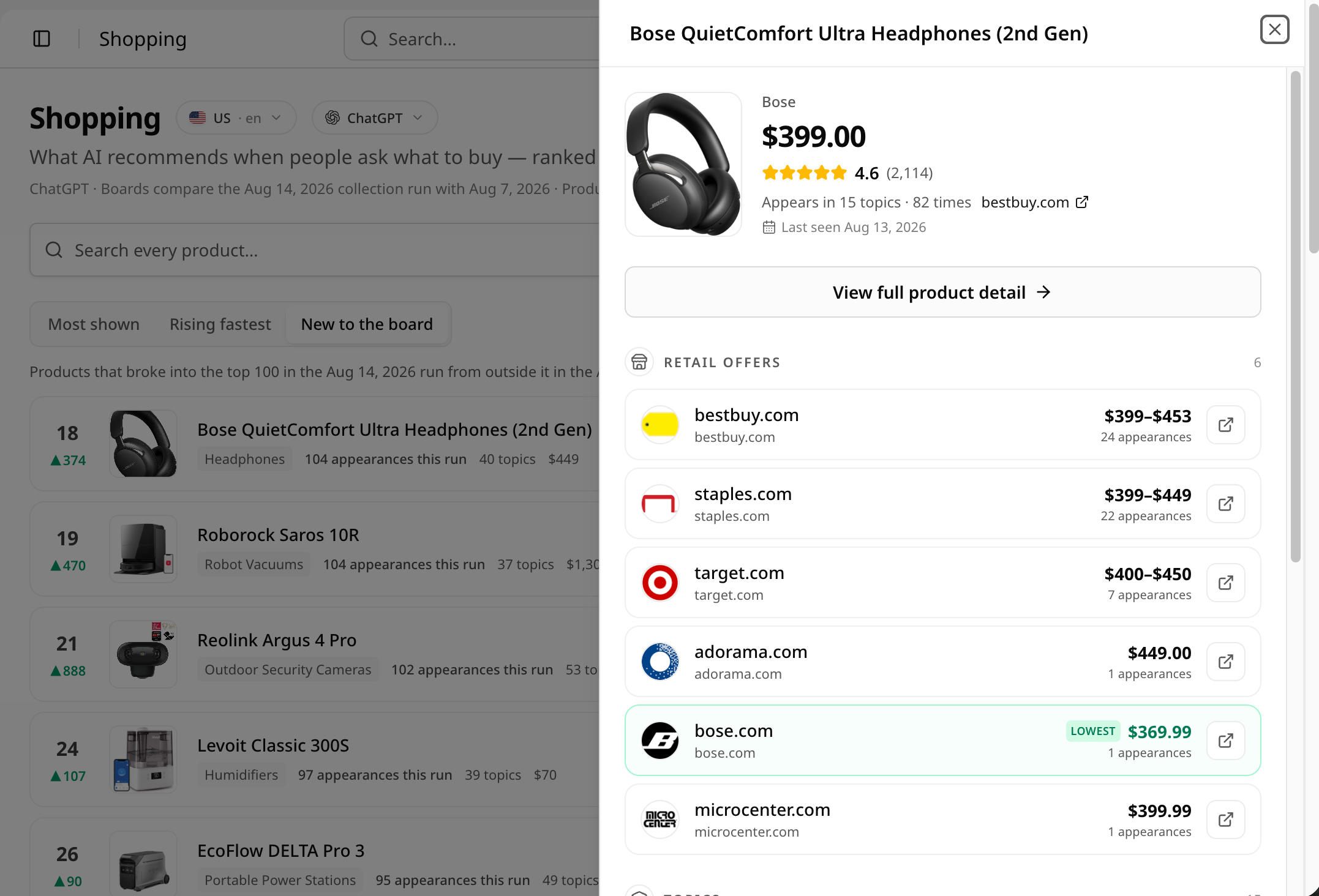 Product detail and retail offers