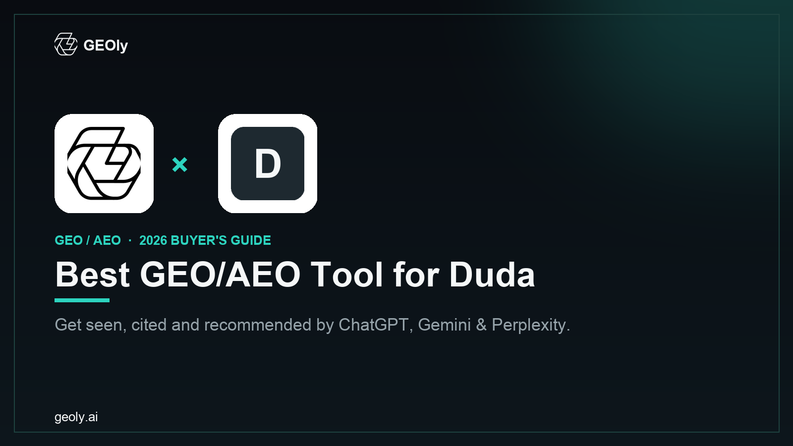 GEOly AI x Duda — best GEO/AEO tool for Duda brands (2026 co-branded cover)