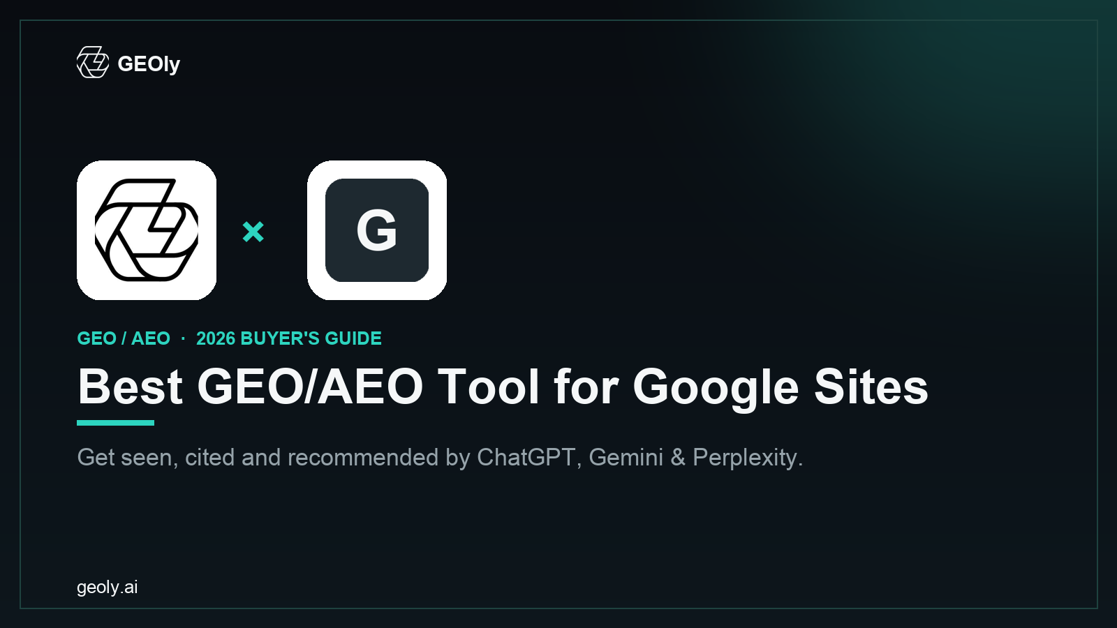 GEOly AI x Google Sites — best GEO/AEO tool for Google Sites brands (2026 co-branded cover)
