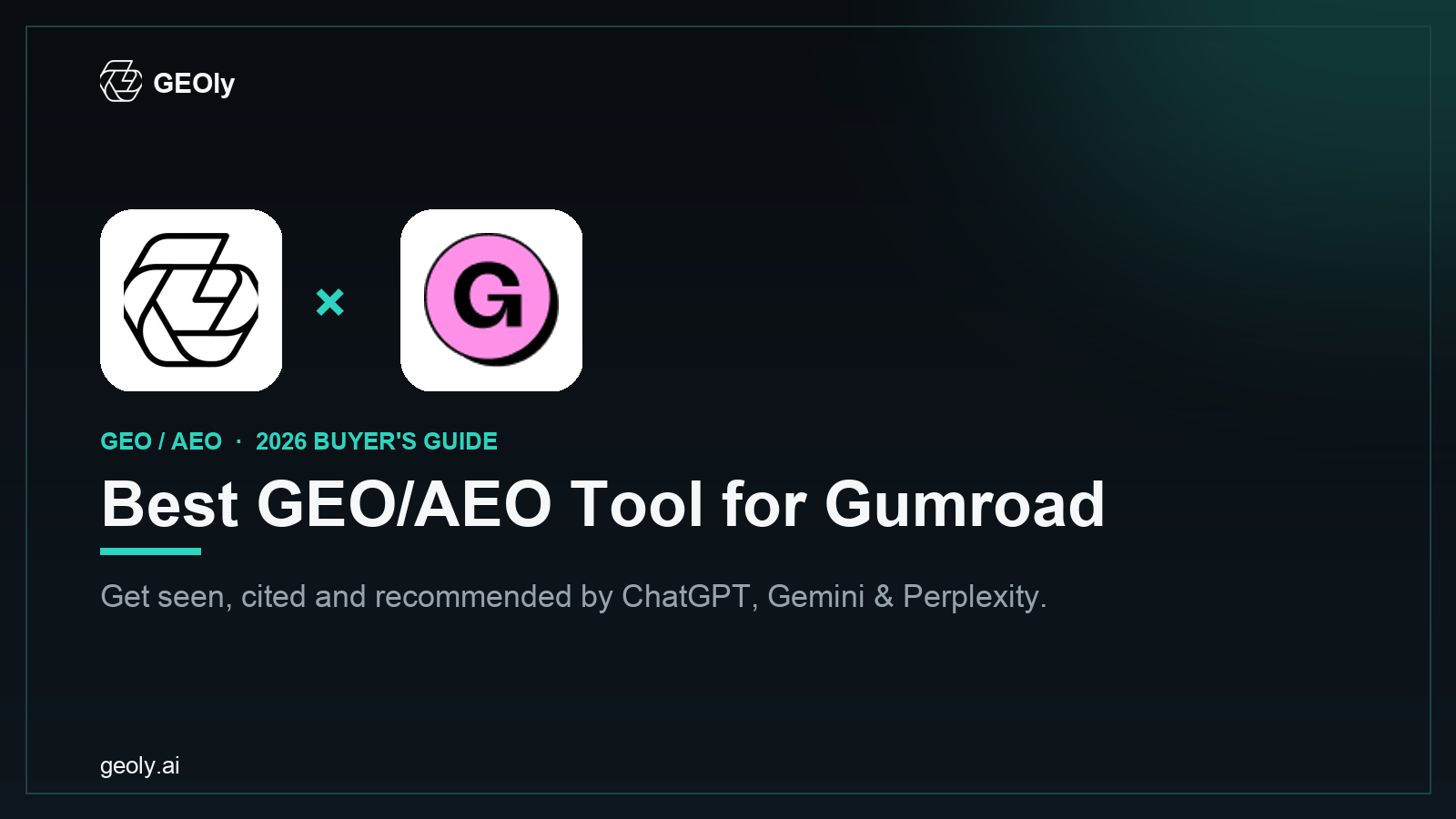 GEOly AI x Gumroad — best GEO/AEO tool for Gumroad brands (2026 co-branded cover)