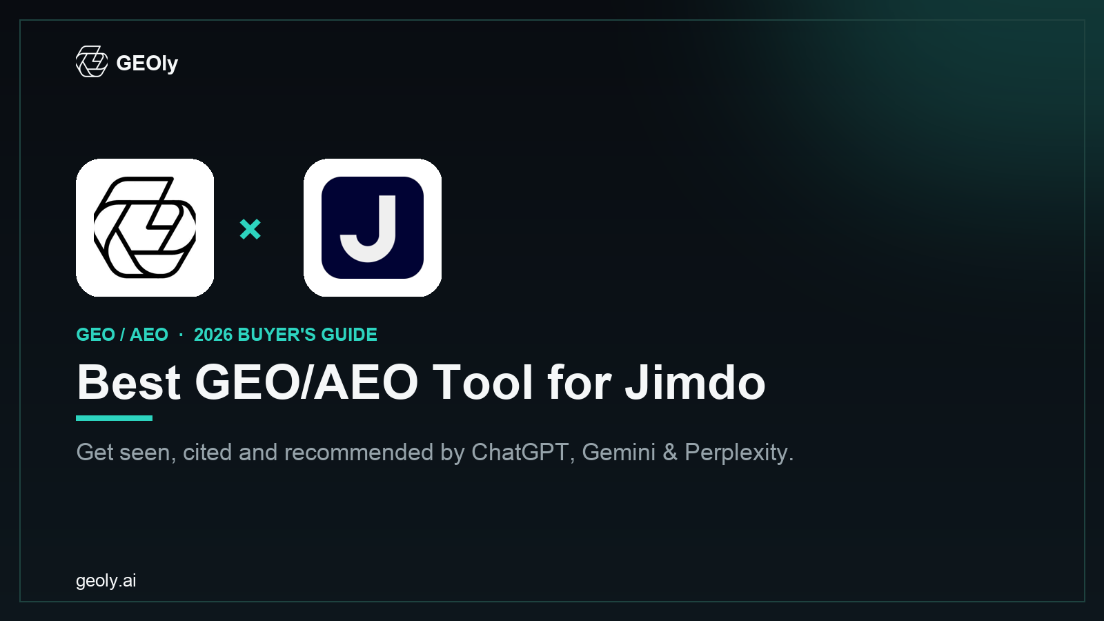 GEOly AI x Jimdo — best GEO/AEO tool for Jimdo brands (2026 co-branded cover)
