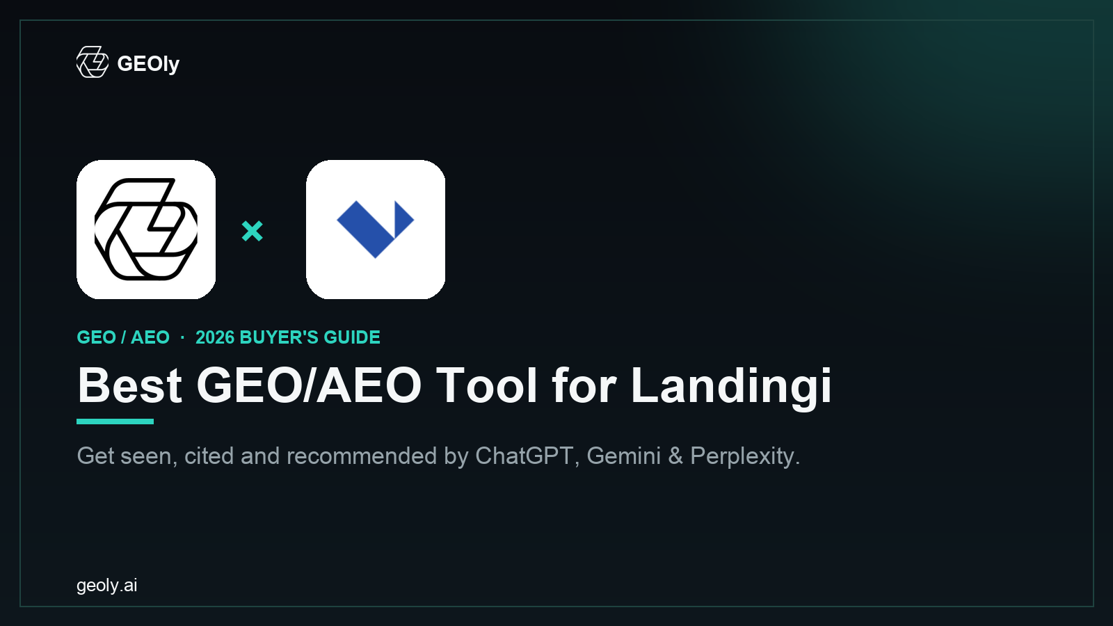 GEOly AI x Landingi — best GEO/AEO tool for Landingi brands (2026 co-branded cover)