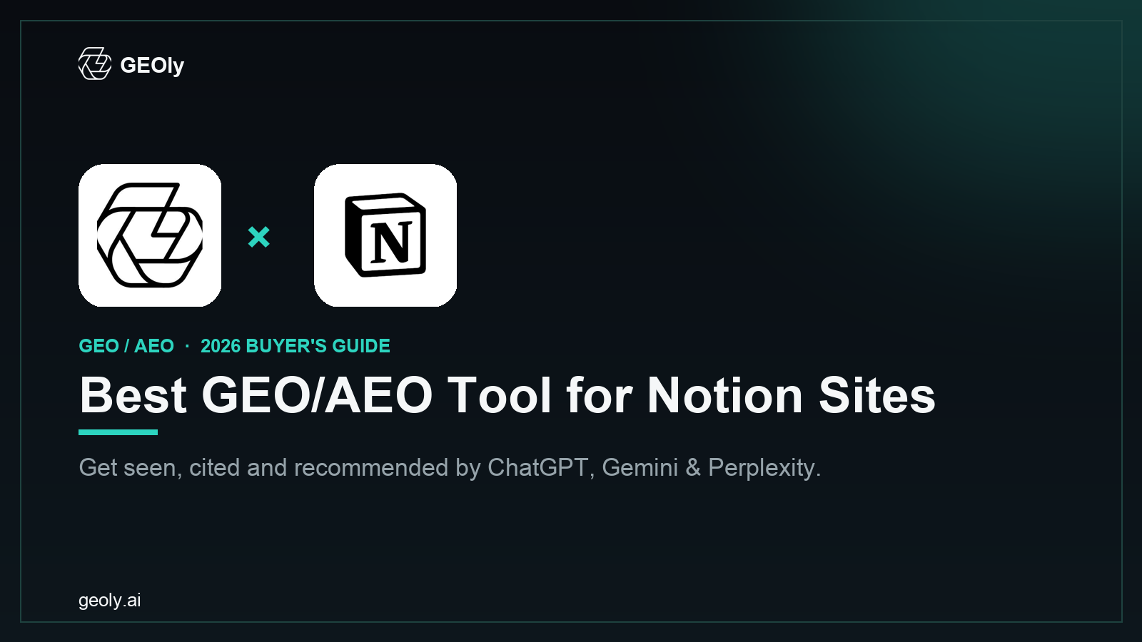 GEOly AI x Notion Sites — best GEO/AEO tool for Notion Sites brands (2026 co-branded cover)