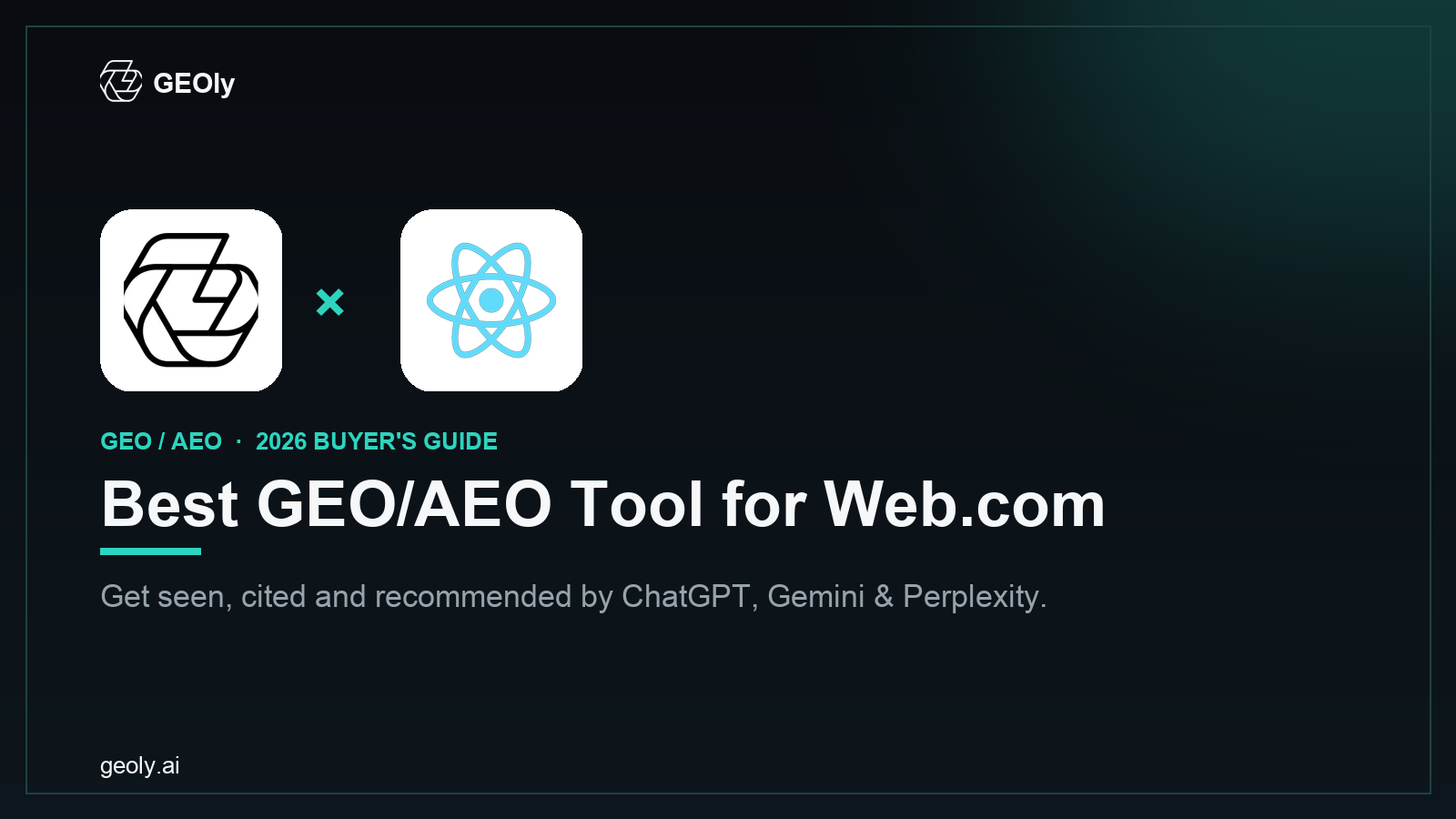GEOly AI x Web.com — best GEO/AEO tool for Web.com brands (2026 co-branded cover)