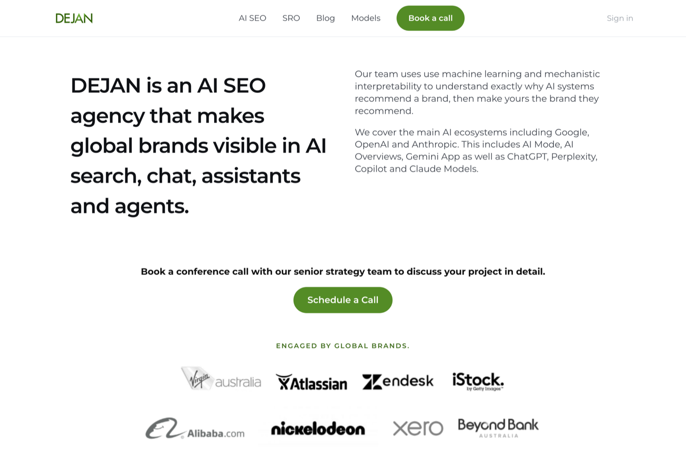 Dan Petrovic 的官网 dejan.ai 截图——DEJAN 创始人 · SEO 实验与机器学习——来源:dejan.ai