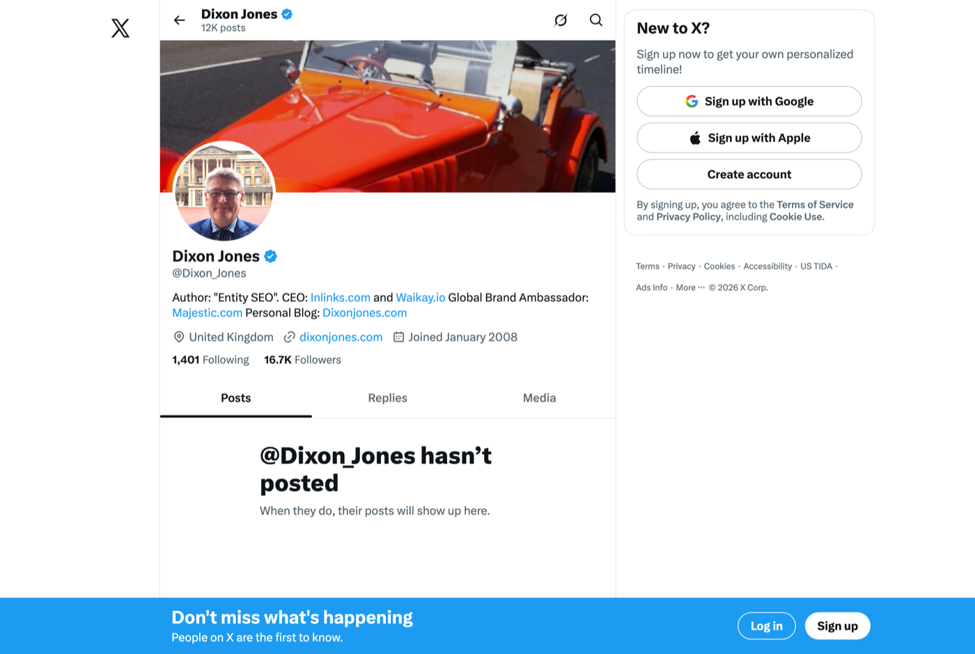 Dixon Jones 的 X 主页 @Dixon_Jones——GEOly 专家观察收录的 GEO/AEO 专家——来源:x.com