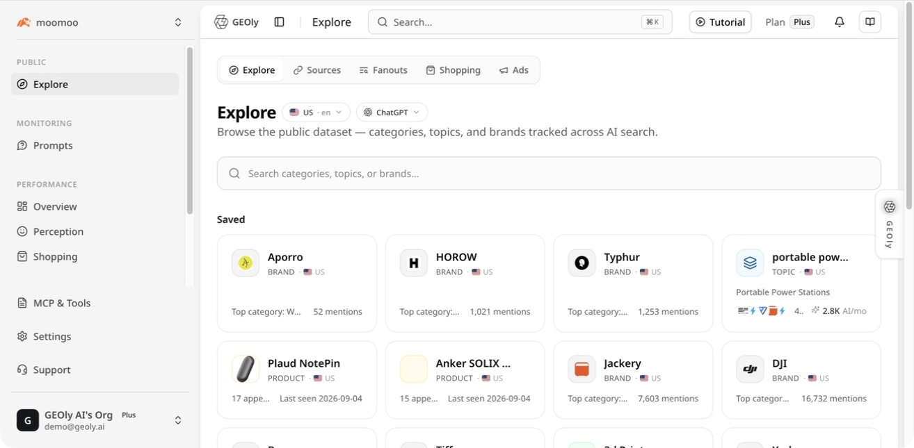 截图:GEOly Industry Explore 公开行业库