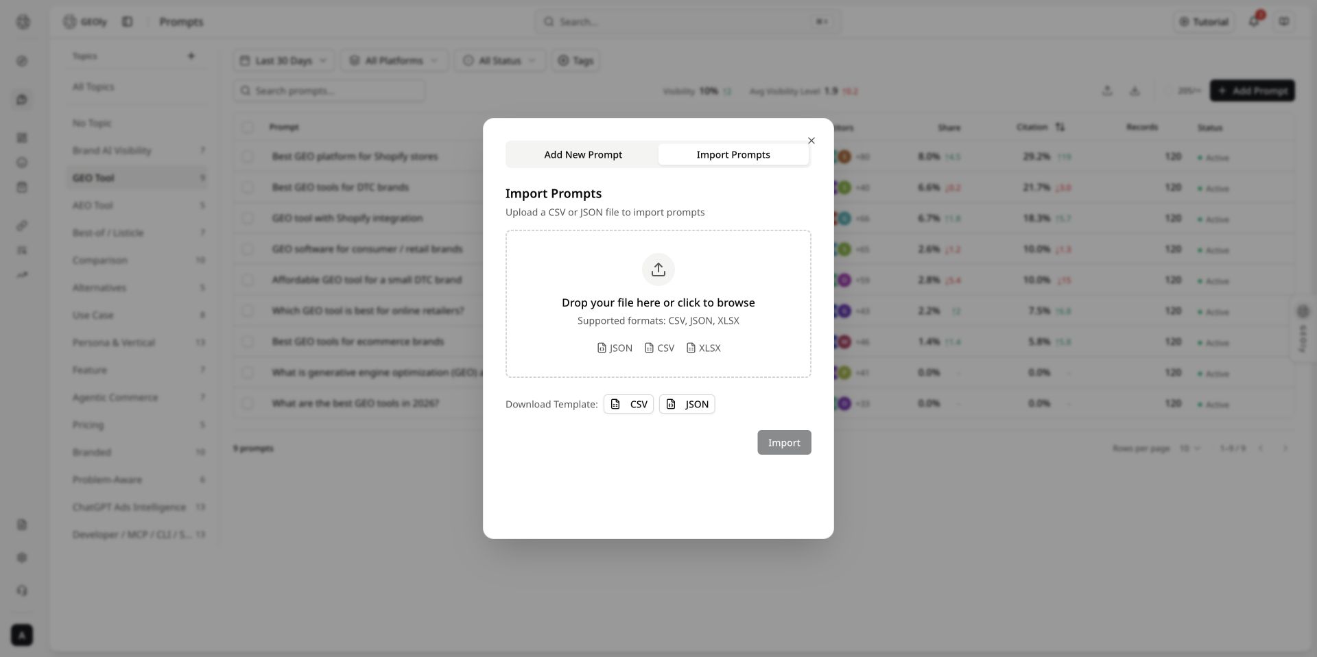 DJI brand Import Prompts view (light mode)