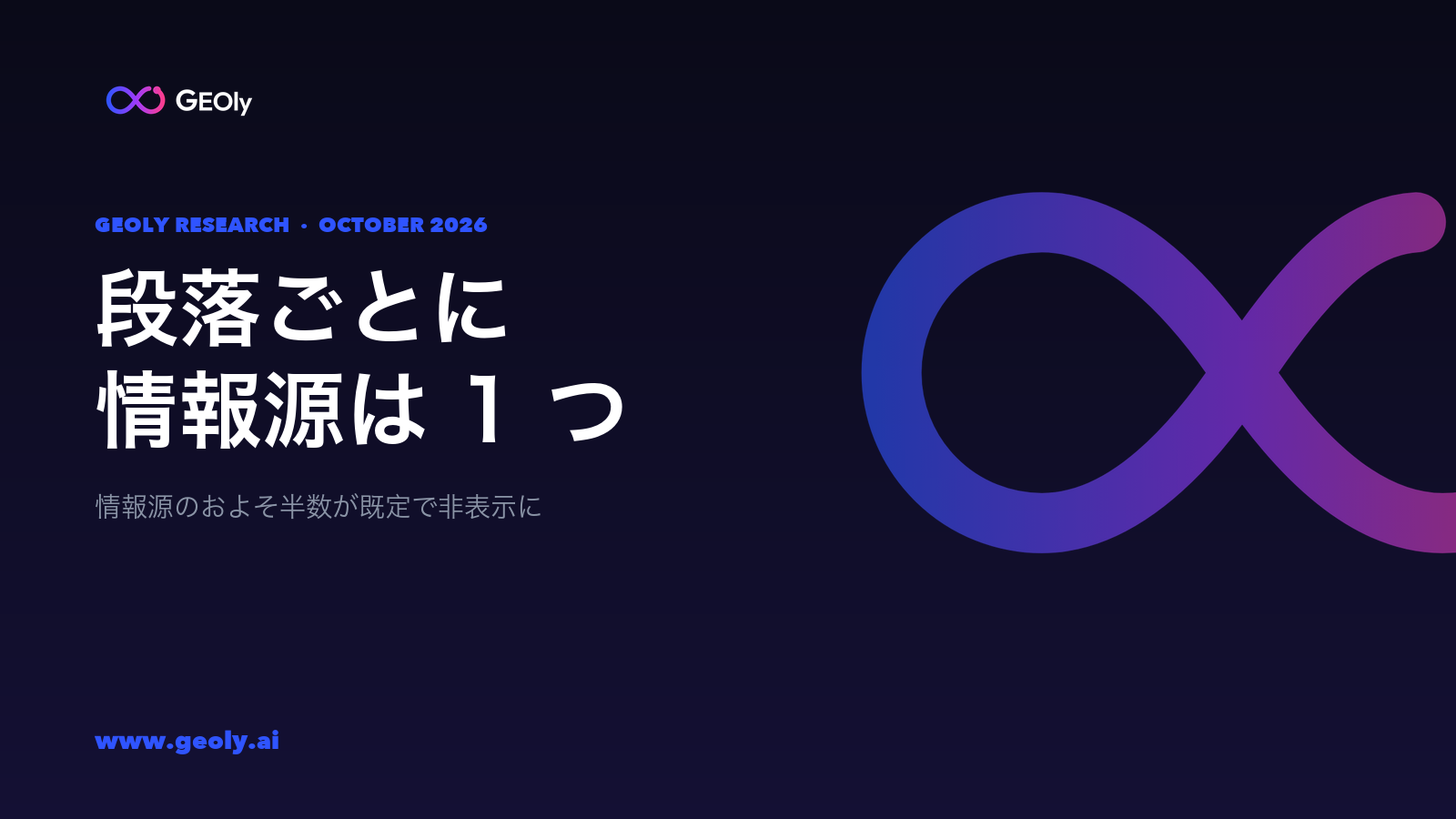 段落ごとに情報源は 1 つ —— GEOly 研究、2026 年 10 月 段落ごとに情報源は 1 つ —— GEOly 研究、2026 年 10 月