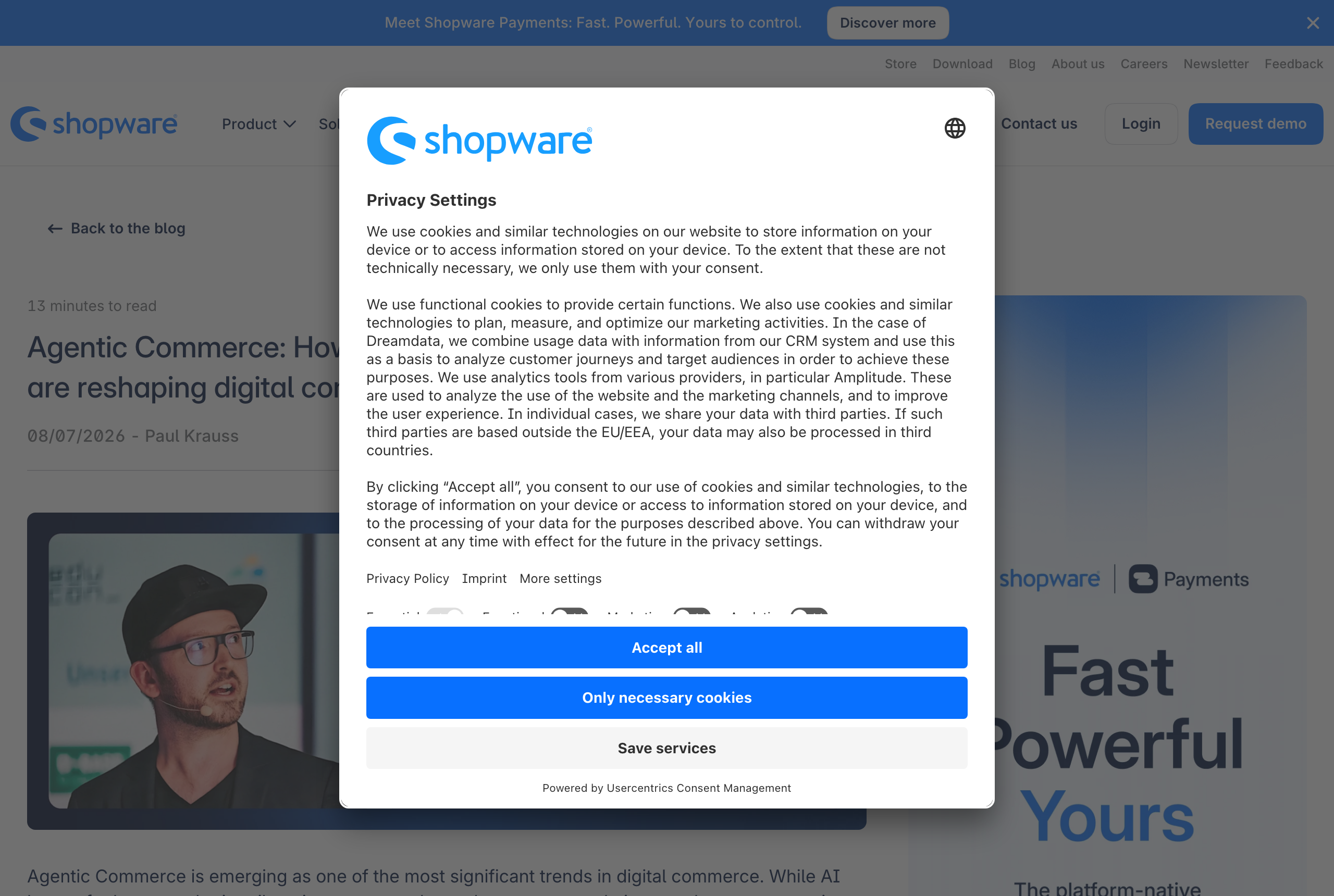 Paul Krauss's site shopware.com — Partner AI, Team One · Agentic Commerce — source: shopware.com