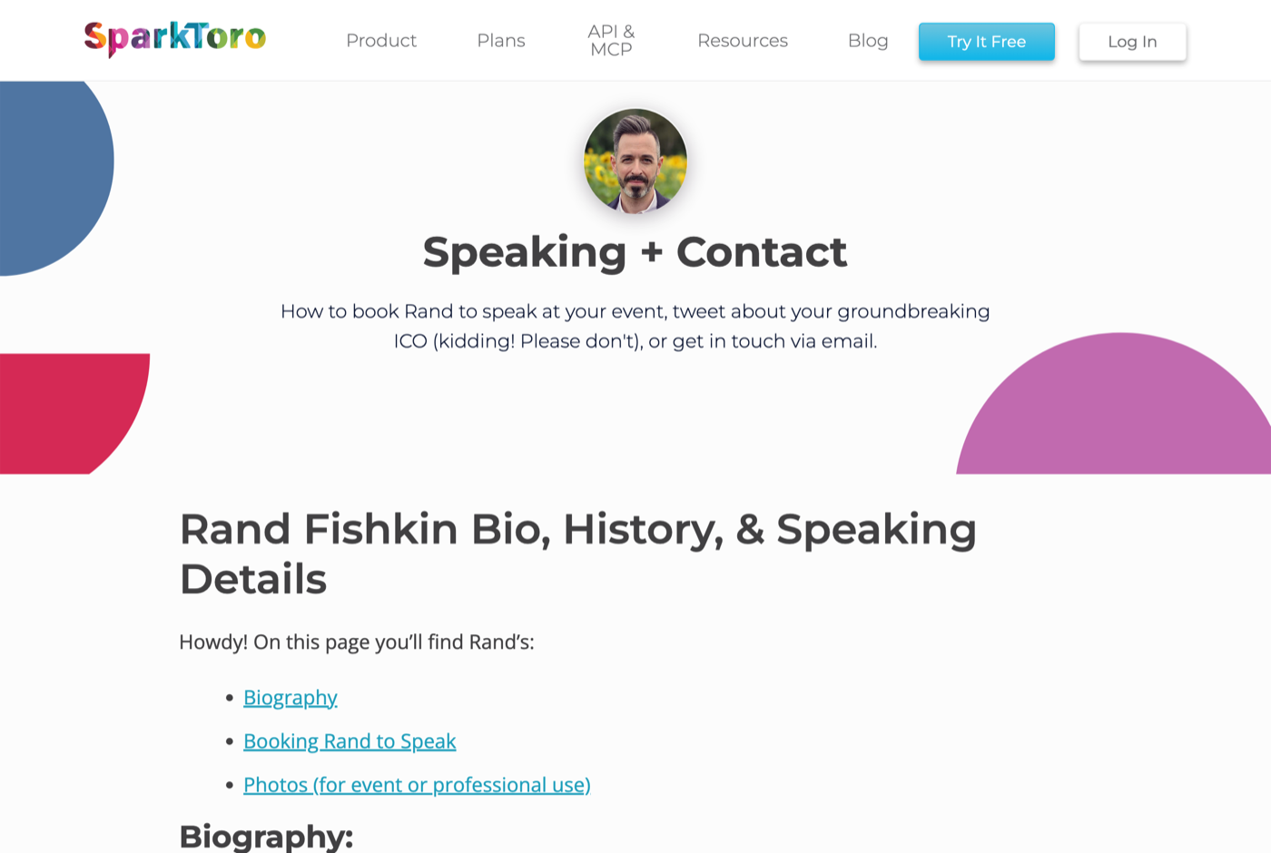 Rand Fishkin 的官网 sparktoro.com 截图——SparkToro 联合创始人 · 零点击搜索——来源:sparktoro.com