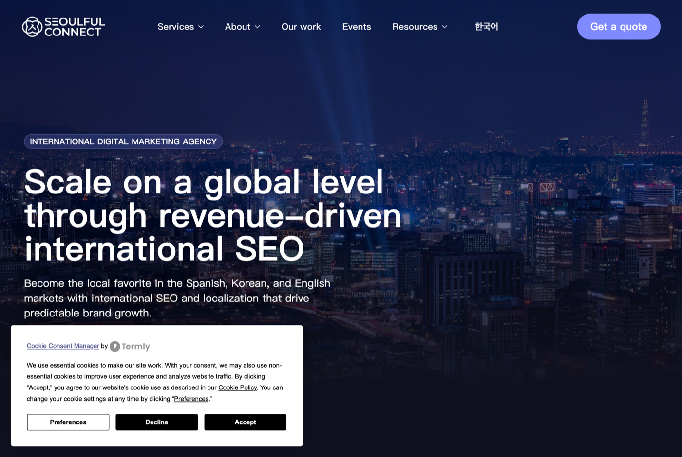 Raquel Gonzalez Exposito 的官网 seoulfulconnect.com 截图——Seoulful Connect 创始人 · 国际 SEO 与品牌权威——来源:seoulfulconnect.com