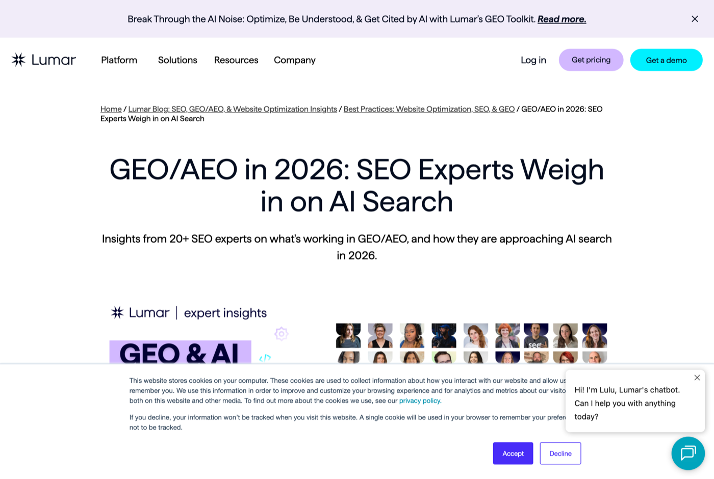 Stephen Akadiri 的官网 lumar.io 截图——Grey 高级 SEO 与自然增长专家 · Schema 与多模态 AI 搜索——来源：lumar.io